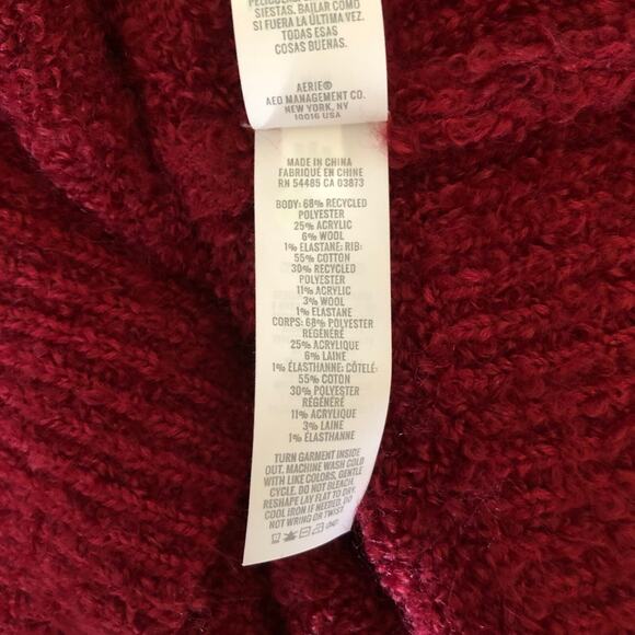 Aerie Oversized Ribbed V-Neck Sweater Long Sleeve Red Pullover Women's Medium - Picture 11 of 14
